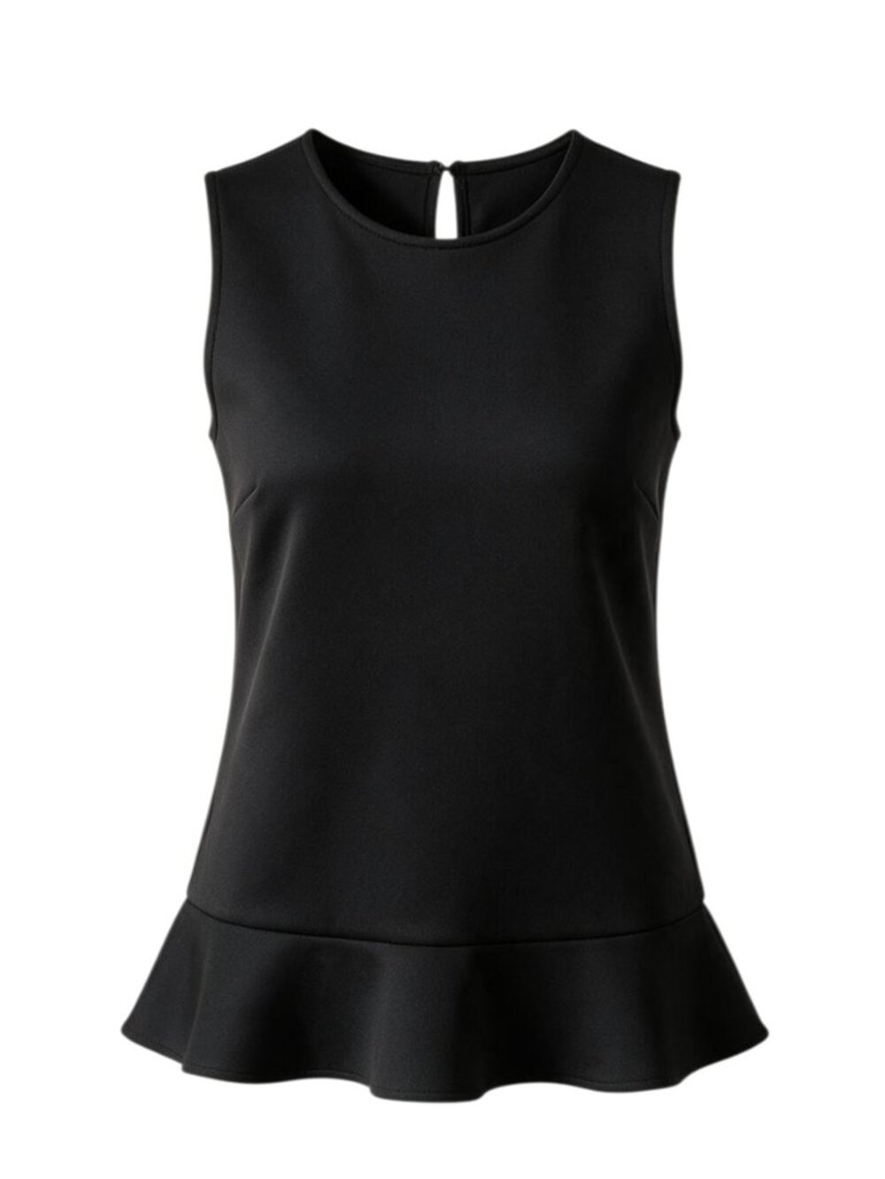 Calvin Klein Black Sleeveless Top Ruffle Bottom Petite Small